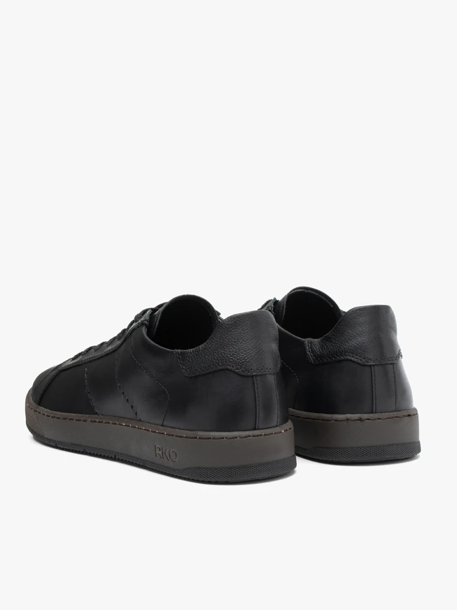 Black sporty-style lace-up shoes