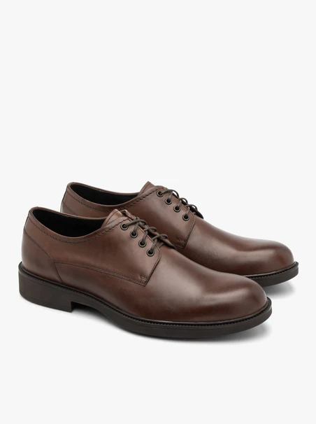 Dark Brown Leather Men’s Lace-Up Shoes Classic Elegant