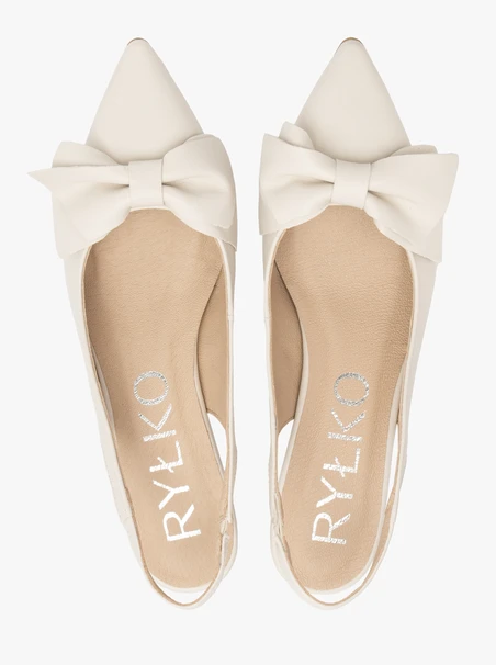 Kremowe czółenka damskie slingback na kaczuszce