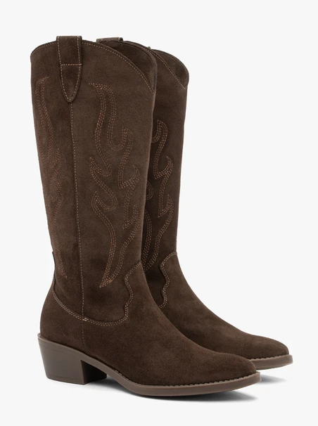 Dark Brown Cowboy Knee Boots