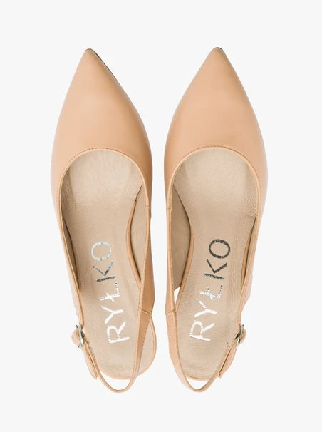 Beigefarbene Slingback-Pumps