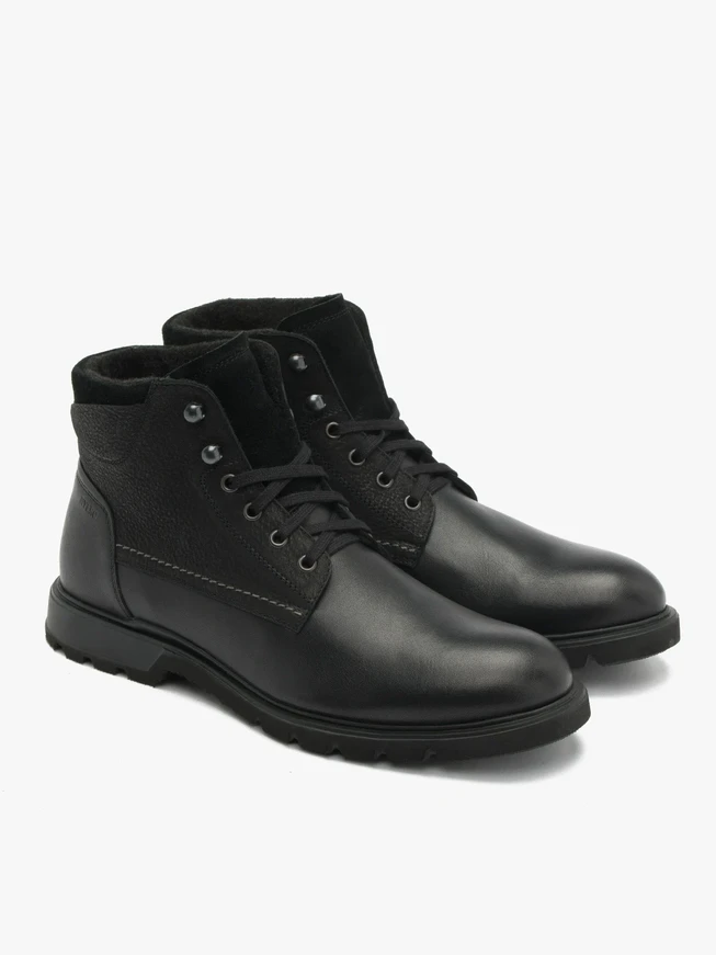 Schwarze Kombistiefel aus Leder