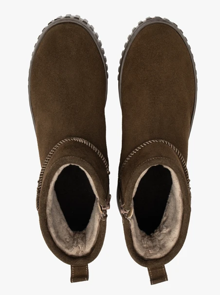 Dunkelgrüne kurze Schneestiefel