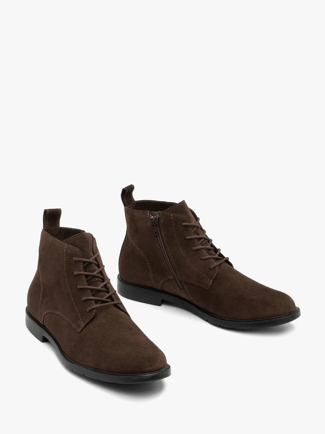 Dunkelbraune Velourslederstiefel