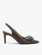 Graue Slingback-Pumps mit Schleife