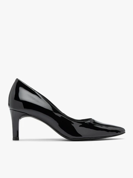 Black patent stiletto pumps