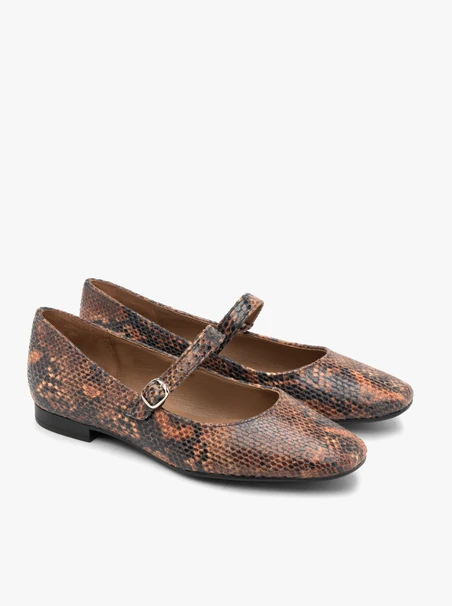 Damen-Ballerinas in Schlangenhaut-Optik