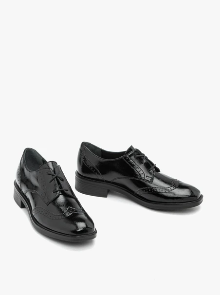 Black patent lace-up shoes