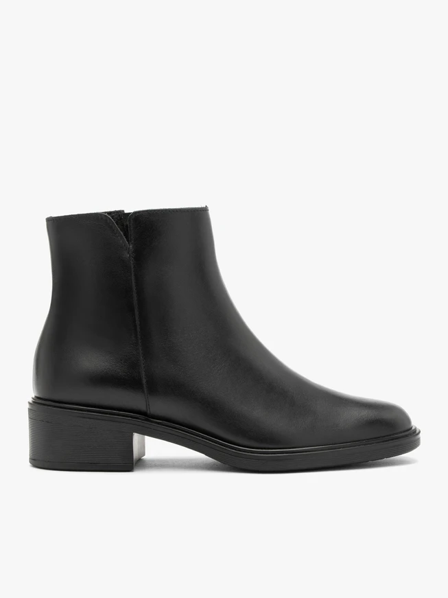 Black leather women’s ankle boots