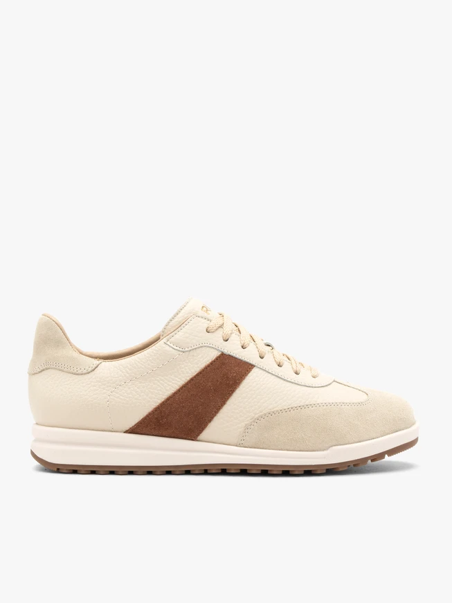 Beigefarbene sportliche Schnürhalbschuhe für Damen