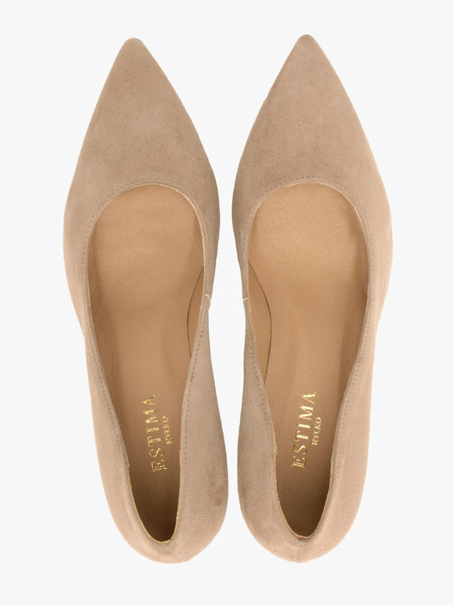 Beigefarbene Velours-Pumps