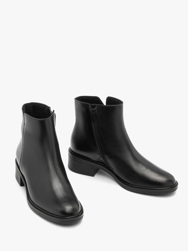Black leather women’s ankle boots