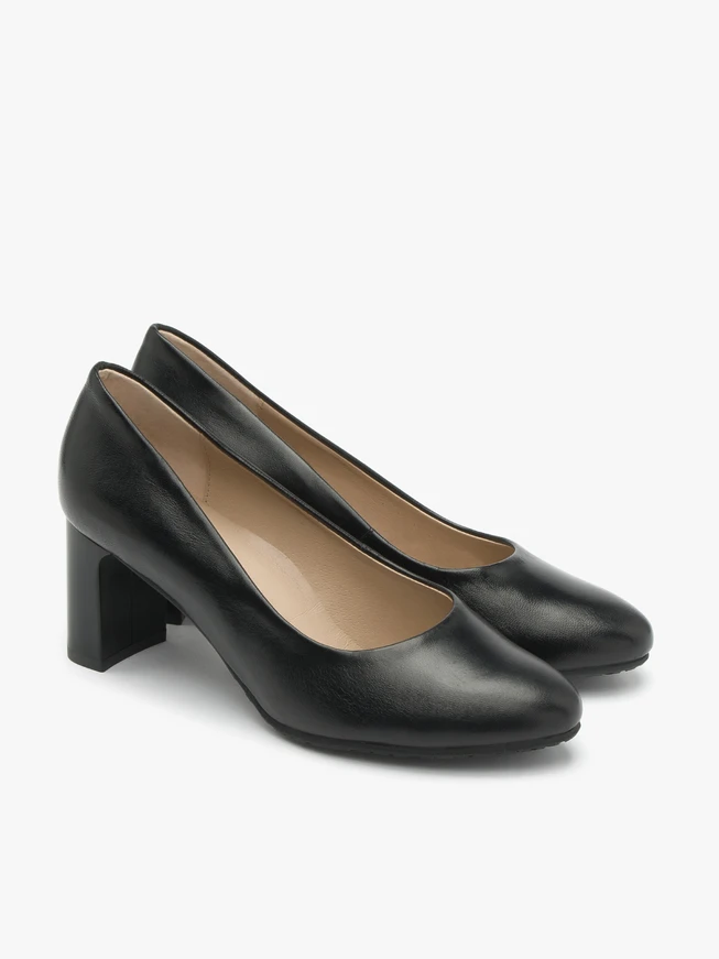 Black block-heel pumps