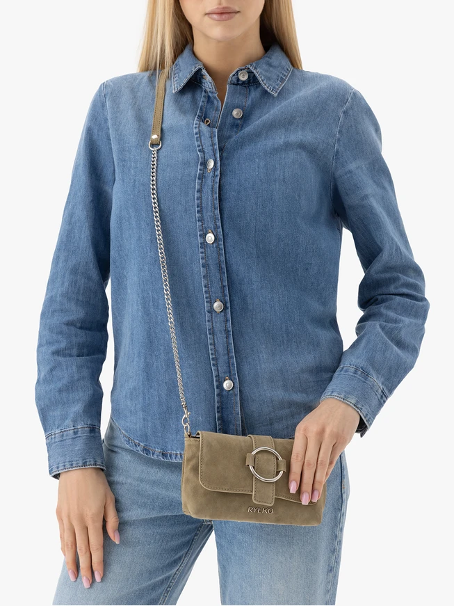 Olive Handtasche mit großer Schnalle