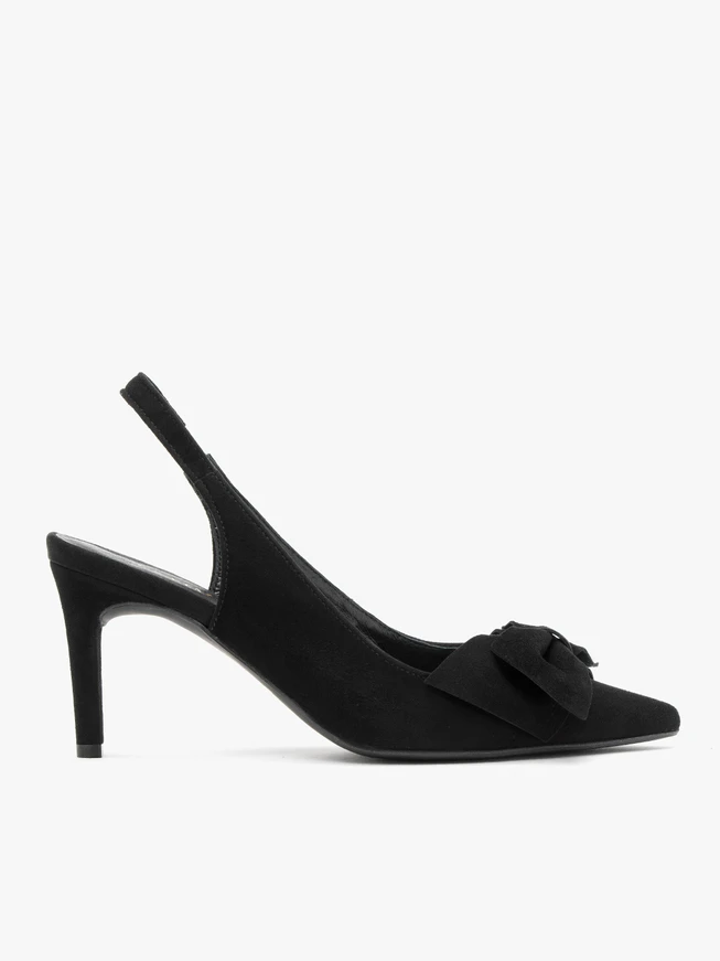 Velvet slingback pumps with bow