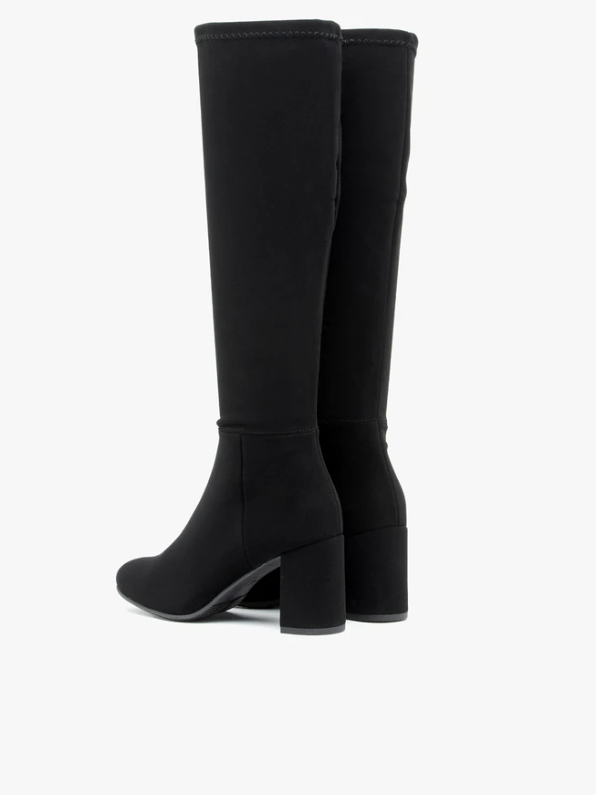 Black stretch nubuck high boots