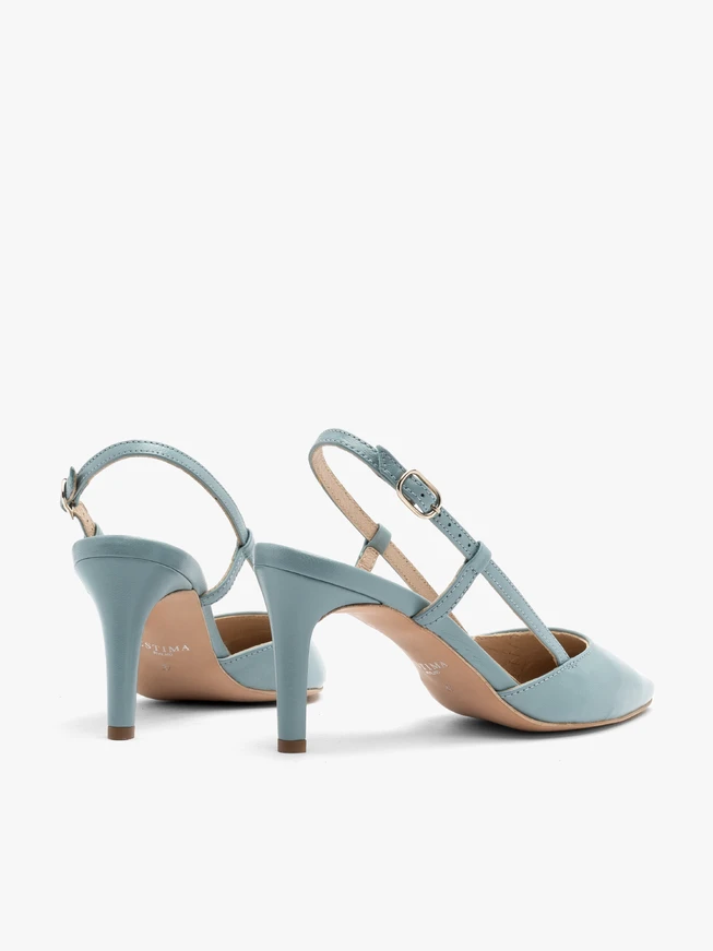 Blue slingback pumps