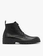 Black men’s boots with logo on the upper