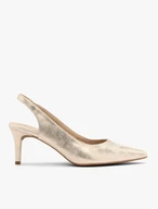 Platinum slingback stiletto pumps
