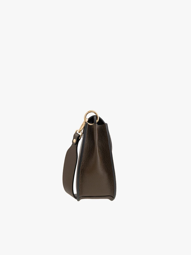 Braune mittelgroße Handtasche aus genarbtem Leder und Velours