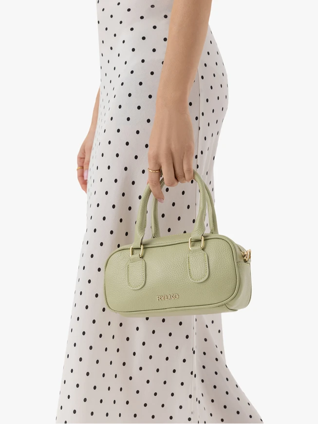 Baguette-Handtasche aus hellgrünem Leder