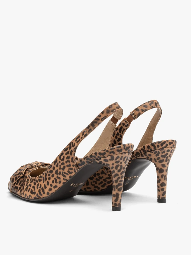 Slingback-Pumps im Leopardenmuster mit Schleife