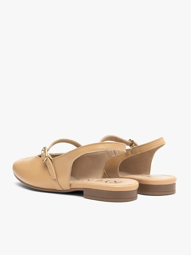 Beige Leather Slingback
