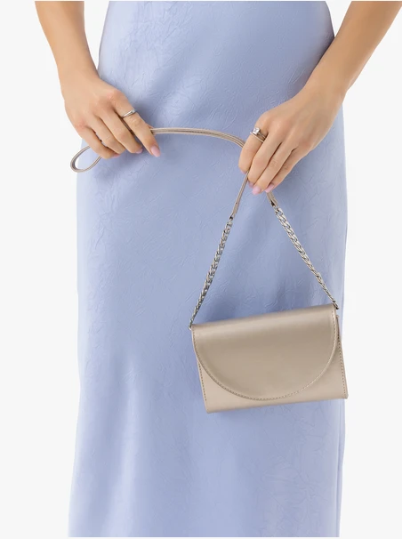 Platinum leather clutch bag