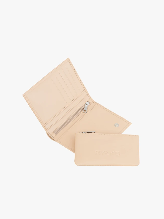 Beige Leder Brieftasche