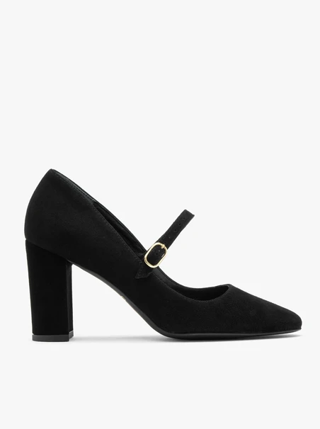 Schwarze Stiletto-Pumps mit Riemen