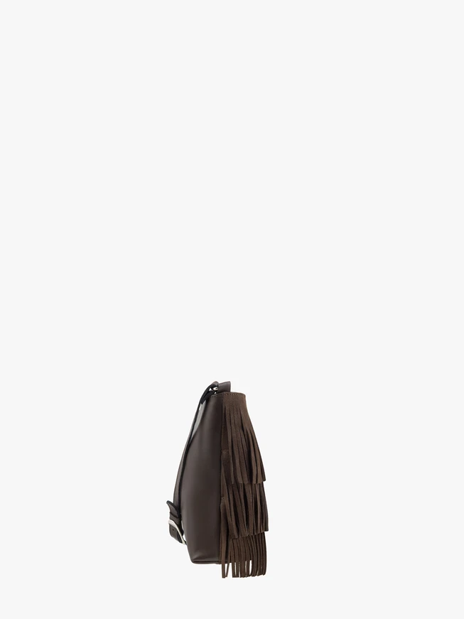 Dunkelbraune Handtasche mit Fransen