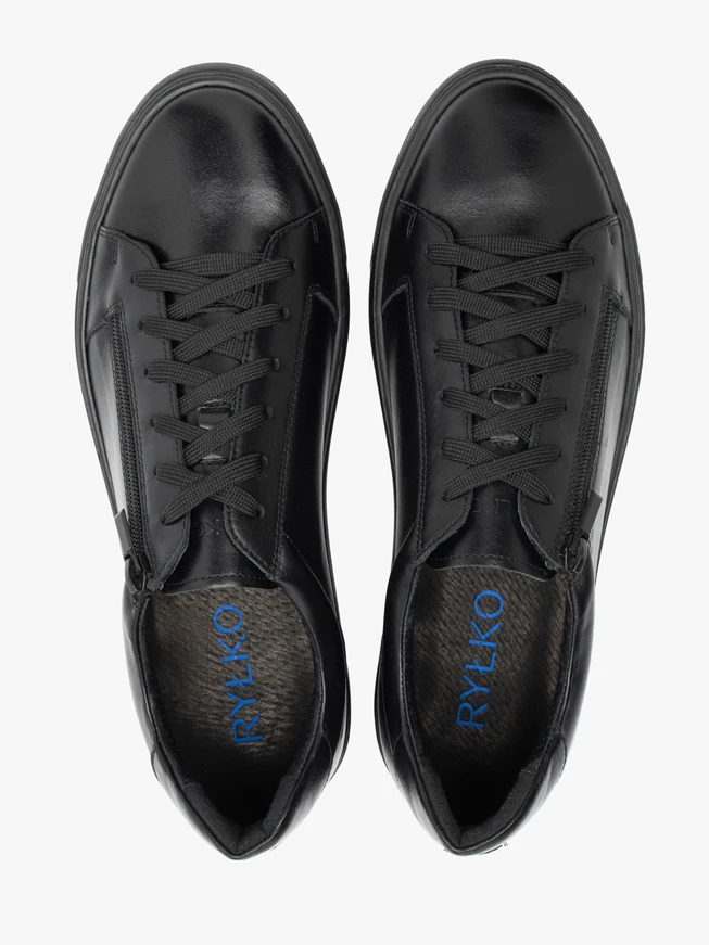 Schwarze Herren-Turnschuhe mit dekorativem Reißverschluss