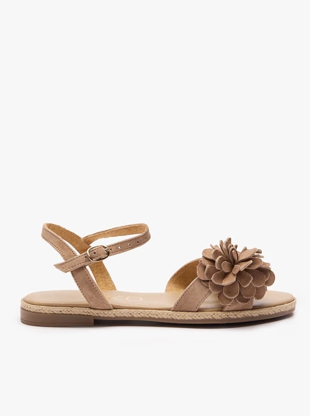 Hellbraune geblümte Sandalen