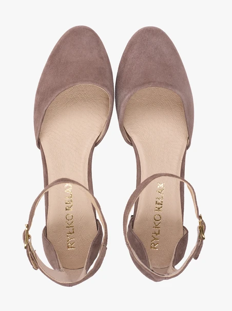 Pumps aus grau-braunem Veloursleder