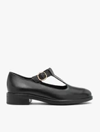 Schwarze T-Bar-Halbschuhe