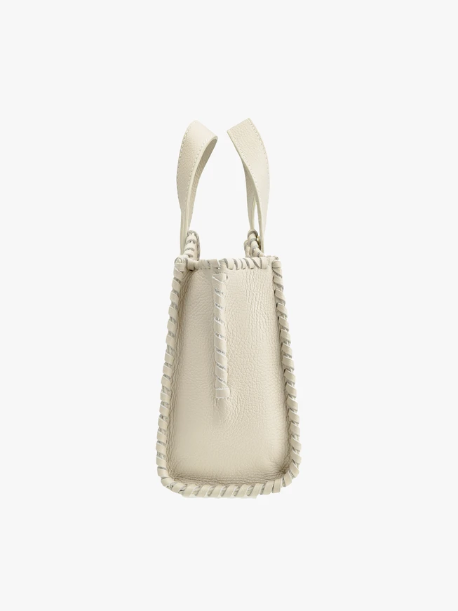 Cremefarbene Lederhandtasche