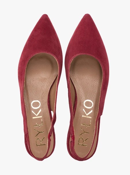 Bordowe czółenka bez pięty slingback