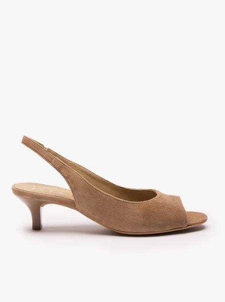 Jasnobrązowe czółenka slingback
