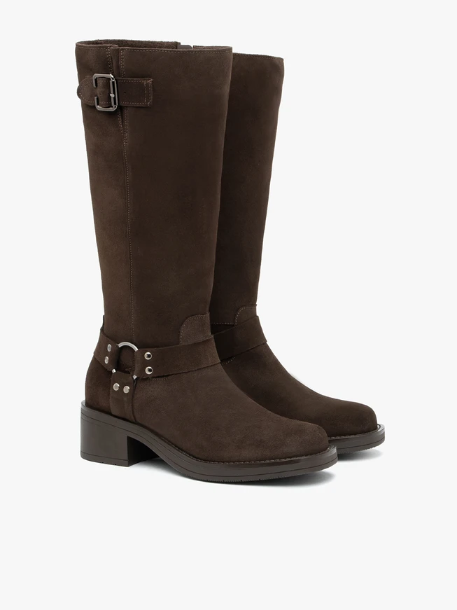 Ciemnobrązowe kozaki biker boots