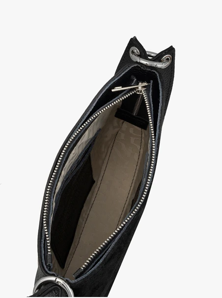 Handtasche aus schwarzem Leder und Velours