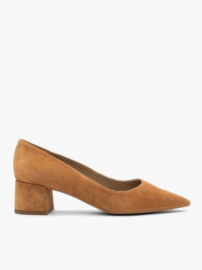 Rote Veloursleder-Pumps