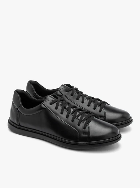 Black sporty lace-up men’s shoes