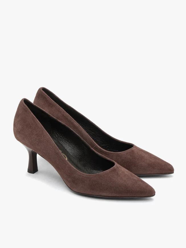 Brown suede pumps Ryłko with stiletto heel