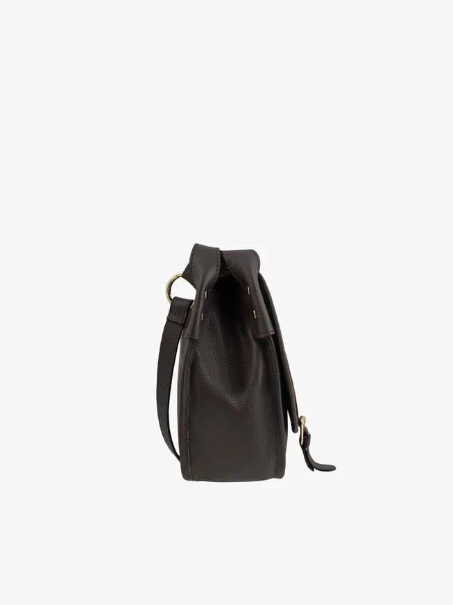 Posttasche aus braunem Leder und Velours