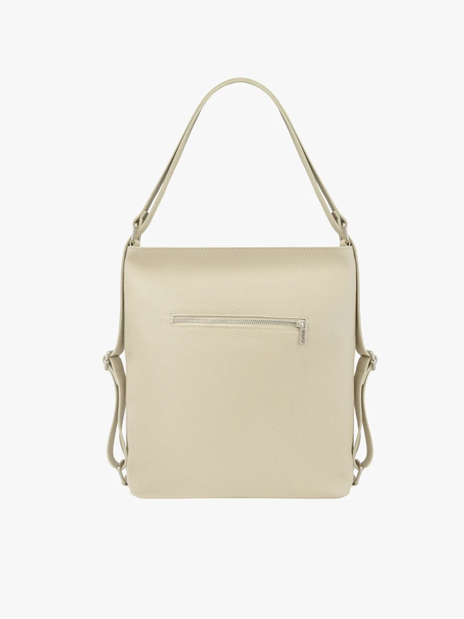 Cremefarbene Handtasche-Rucksack 2in1