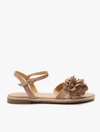 Hellbraune geblümte Sandalen