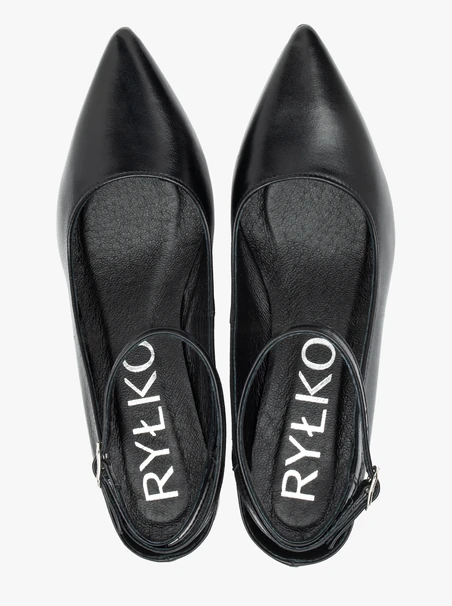 Czarne czółenka slingback bez pięty
