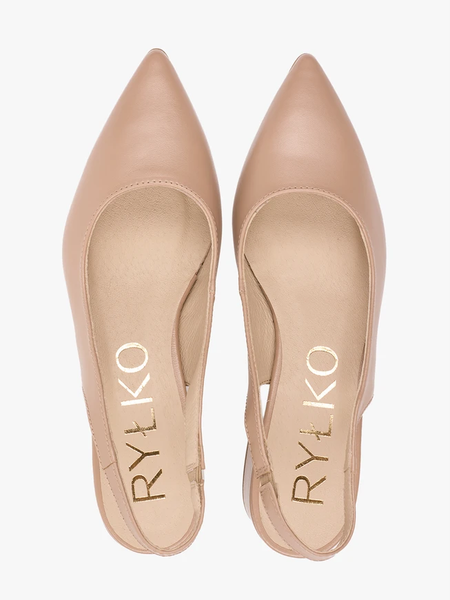 Beigefarbene Slingback-Pumps ohne Absatz mit Stilettoabsatz