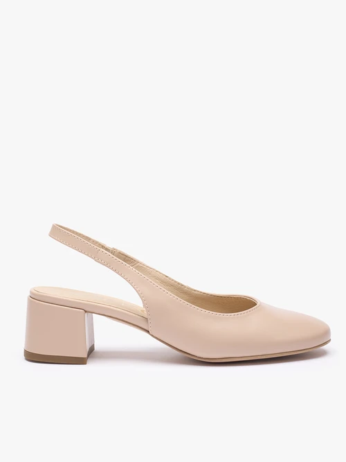 Beżowe czółenka slingback bez pięty