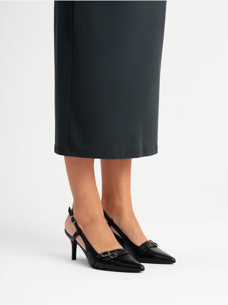 Slingback pumps with decorative straps